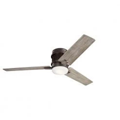 Chiara 52 in. Integrated LED Indoor Olde Bronze Flush Mount Ceiling Fan with Light Kit and Wall Control by KICHLER