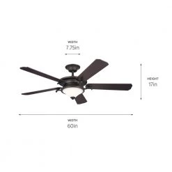 Rise 60 in. Integrated LED Indoor Olde Bronze Downrod Mount Ceiling Fan with Wall Control by KICHLER 13 Rise 60 in. Integrated LED Indoor Olde Bronze Downrod Mount Ceiling Fan with Wall Control by KICHLER -Kichler Sales olde bronze kichler ceiling fans with lights 300370oz fa 1000