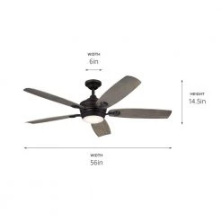 Tranquil 56 in. Integrated LED Indoor/Outdoor Olde Bronze Downrod Mount Ceiling Fan with Remote Control by KICHLER -Kichler Sales olde bronze kichler ceiling fans with lights 310080oz 1f 1000