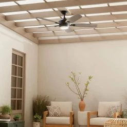 Tranquil 56 in. Integrated LED Indoor/Outdoor Olde Bronze Downrod Mount Ceiling Fan with Remote Control by KICHLER -Kichler Sales olde bronze kichler ceiling fans with lights 310080oz 31 1000