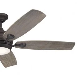 Tranquil 56 in. Integrated LED Indoor/Outdoor Olde Bronze Downrod Mount Ceiling Fan with Remote Control by KICHLER