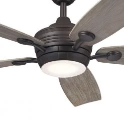 Tranquil 56 in. Integrated LED Indoor/Outdoor Olde Bronze Downrod Mount Ceiling Fan with Remote Control by KICHLER -Kichler Sales olde bronze kichler ceiling fans with lights 310080oz c3 1000