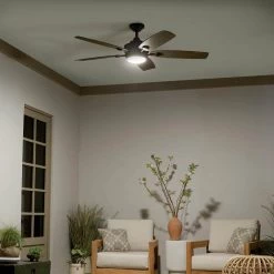 Tranquil 56 in. Integrated LED Indoor/Outdoor Olde Bronze Downrod Mount Ceiling Fan with Remote Control by KICHLER -Kichler Sales olde bronze kichler ceiling fans with lights 310080oz fa 1000