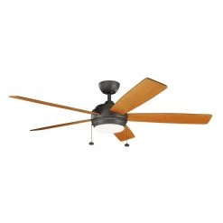 Starkk 60 in. Integrated LED Indoor Olde Bronze Downrod Mount Ceiling Fan with Light Kit and Pull Chain by KICHLER