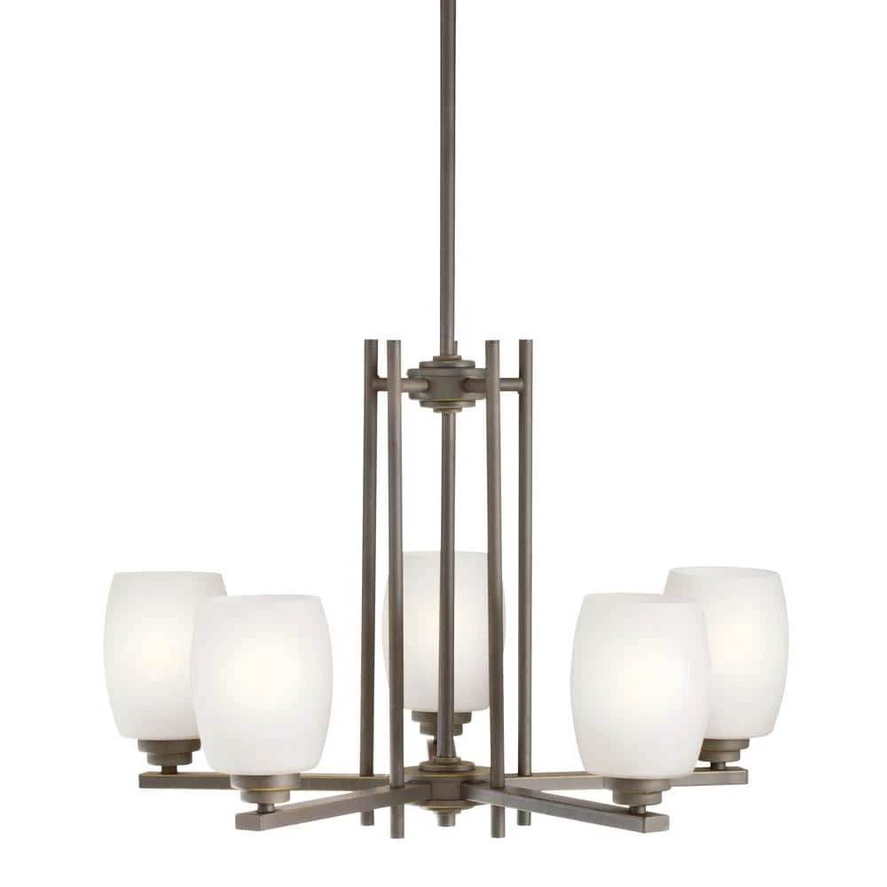 Eileen 5-Light Olde Bronze Contemporary Dining Room Chandelier with Satin Etched Cased Opal Glass Shade by KICHLER 3 Eileen 5-Light Olde Bronze Contemporary Dining Room Chandelier with Satin Etched Cased Opal Glass Shade by KICHLER