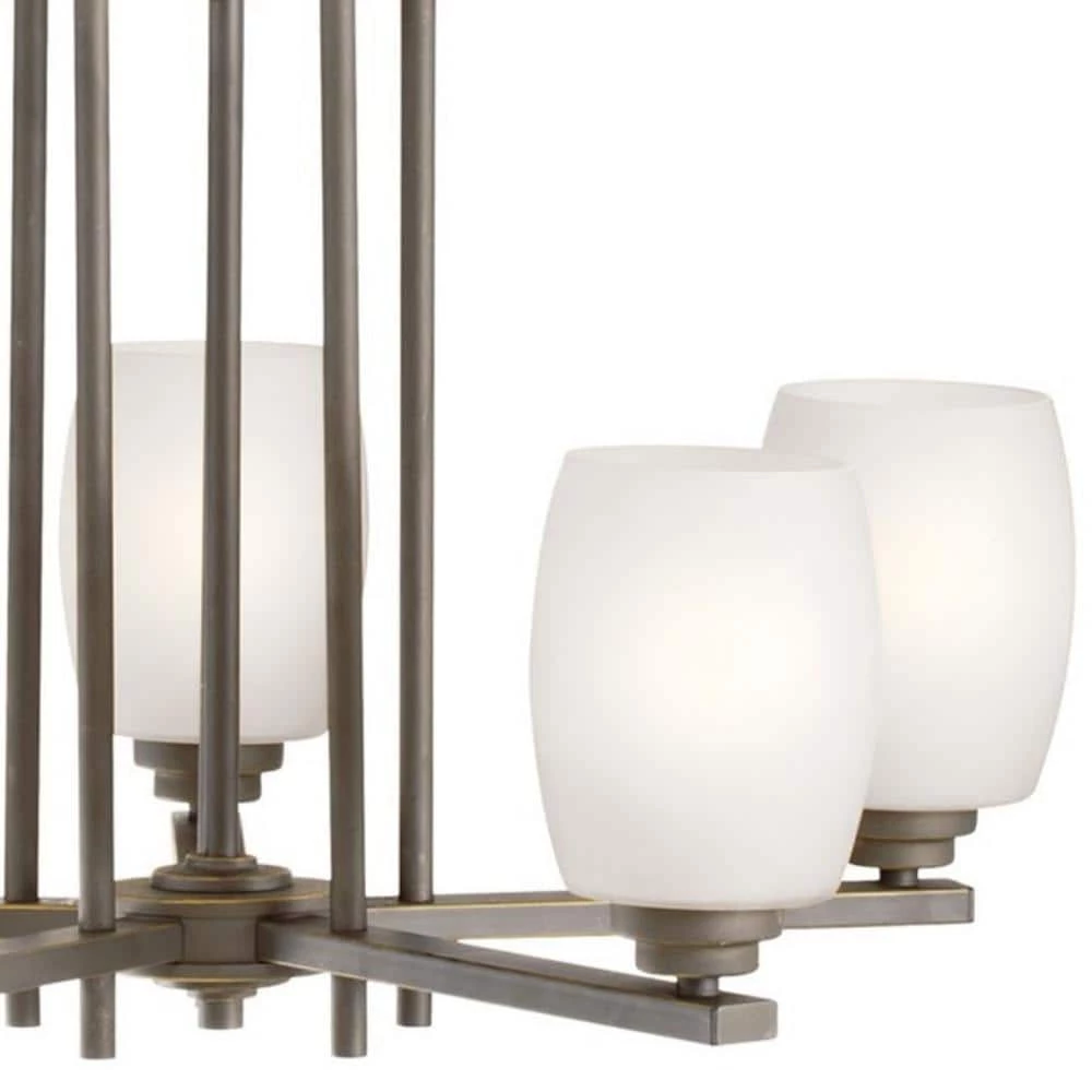 Eileen 5-Light Olde Bronze Contemporary Dining Room Chandelier with Satin Etched Cased Opal Glass Shade by KICHLER 4 Eileen 5-Light Olde Bronze Contemporary Dining Room Chandelier with Satin Etched Cased Opal Glass Shade by KICHLER - Image 2
