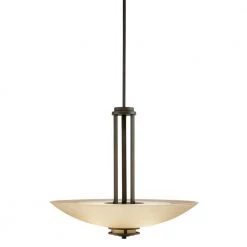 Hendrik 3-Light Olde Bronze Contemporary Kitchen Inverted Pendant Hanging Light with Light Umber Etched Glass by KICHLER