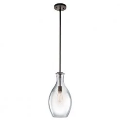 Everly 17.75 in. 1-Light Olde Bronze Transitional Kitchen Pendant Hanging Light with Clear Glass by KICHLER