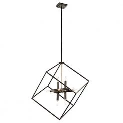 Cartone 8-Light Olde Bronze Contemporary Dining Room Square Hanging Light Pendant by KICHLER