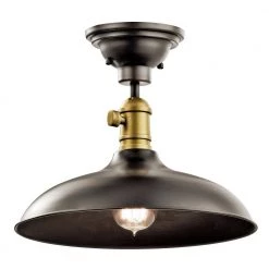 Cobson 7.5 in. 1-Light Olde Bronze Vintage Industrial Kitchen Convertible Pendant Hanging Light with Natural Brass by KICHLER -Kichler Sales olde bronze kichler chandeliers 42580oz 1f 1000