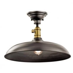 Cobson 8 in. 1-Light Olde Bronze Vintage Industrial Kitchen Convertible Pendant Hanging Light with Natural Brass by KICHLER -Kichler Sales olde bronze kichler chandeliers 42585oz 1f 1000