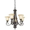 Monroe 5-Light Olde Bronze Traditional Dining Room Chandelier with Light Umber Etched Glass Shade by KICHLER