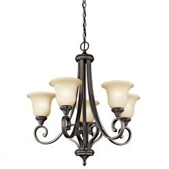 Monroe 5-Light Olde Bronze Traditional Dining Room Chandelier with Light Umber Etched Glass Shade by KICHLER