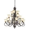Monroe 75-Watt Integrated LED Olde Bronze 3-Tier Traditional Dining Room Chandelier with Light Umber Etched Glass by KICHLER -Kichler Sales olde bronze kichler chandeliers 43192oz 64 1000
