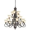 Monroe Integrated LED Olde Bronze 3-Tier Traditional Dining Room Chandelier with Light Umber Etched Glass by KICHLER -Kichler Sales olde bronze kichler chandeliers 43192ozl18 64 1000