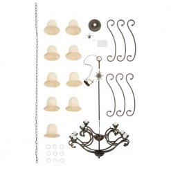 Camerena 9-Light Olde Bronze Traditional Dining Room Chandelier with White Etched Glass Shade by KICHLER -Kichler Sales olde bronze kichler chandeliers 43226oz 4f 1000