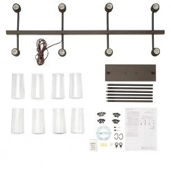 Braelyn 8-Light Olde Bronze Vintage Industrial Dining Room Linear Chandelier with Clear Seeded Glass Shade by KICHLER -Kichler Sales olde bronze kichler chandeliers 43457oz 44 1000