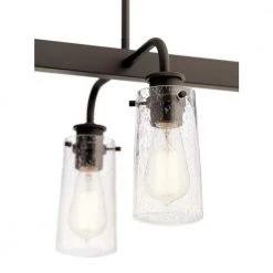 Braelyn 8-Light Olde Bronze Vintage Industrial Dining Room Linear Chandelier with Clear Seeded Glass Shade by KICHLER -Kichler Sales olde bronze kichler chandeliers 43457oz 4f 1000