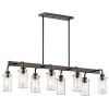 Braelyn 8-Light Olde Bronze Vintage Industrial Dining Room Linear Chandelier with Clear Seeded Glass Shade by KICHLER -Kichler Sales olde bronze kichler chandeliers 43457oz 64 1000