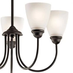 Jolie 5-Light Olde Bronze Transitional Dining Room Chandelier with White Etched Glass Shade by KICHLER -Kichler Sales olde bronze kichler chandeliers 43638oz c3 1000