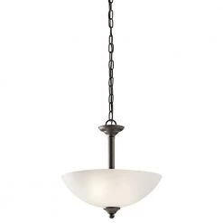 Jolie 2-Light Olde Bronze Transitional Kitchen Convertible Inverted Pendant Hanging Light/Semi Flush by KICHLER
