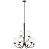 Aubrey 9-Light Olde Bronze 2 Tier Transitional Dining Room Chandelier with White Etched Glass Shade by KICHLER -Kichler Sales olde bronze kichler chandeliers 43666oz 64 1000