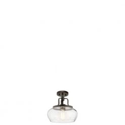 Davenport 1-Light Olde Bronze Transitional Kitchen Convertible Pendant Hanging Light/Semi Flush with Clear Glass by KICHLER -Kichler Sales olde bronze kichler chandeliers 43903oz 1f 1000