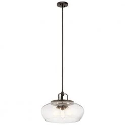 Davenport 3-Light Olde Bronze Transitional Kitchen Convertible Pendant Hanging Light/Semi Flush with Clear Glass by KICHLER