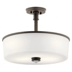 Joelson 3-Light Olde Bronze Transitional Kitchen Convertible Drum Pendant Hanging Light/Semi Flush by KICHLER
