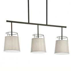 Marika 3-Light Olde Bronze Transitional Dining Room Linear Chandelier with Gray Fabric Shade by KICHLER -Kichler Sales olde bronze kichler chandeliers 52263oz c3 1000