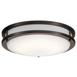 Avon 14 in. Olde Bronze Integrated LED Hallway Round Flush Mount Ceiling Light with Acrylic Diffuser by KICHLER