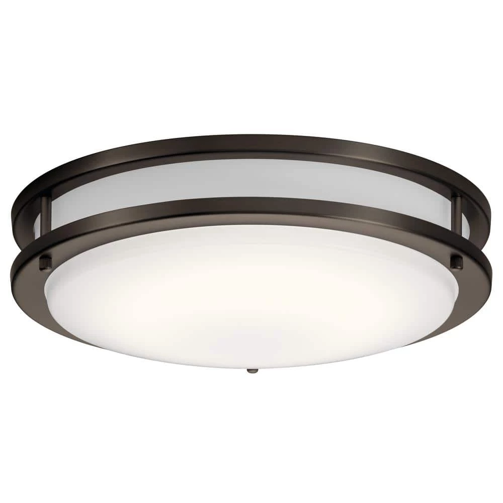 Avon 14 in. Olde Bronze Integrated LED Hallway Round Flush Mount Ceiling Light with Acrylic Diffuser by KICHLER 3 Avon 14 in. Olde Bronze Integrated LED Hallway Round Flush Mount Ceiling Light with Acrylic Diffuser by KICHLER