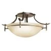 Olympia 3-Light Olde Bronze Hallway Semi-Flush Mount Ceiling Light with Etched Glass by KICHLER -Kichler Sales olde bronze kichler flush mount lights 3606oz 64 1000