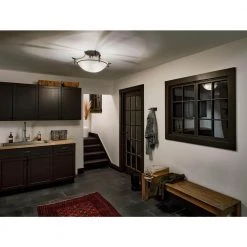 Olympia 3-Light Olde Bronze Hallway Semi-Flush Mount Ceiling Light with Etched Glass by KICHLER -Kichler Sales olde bronze kichler flush mount lights 3606oz fa 1000