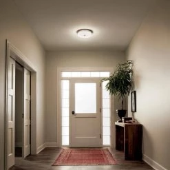Ceiling Space 14 in. Olde Bronze Integrated LED Hallway Dome Flush Mount Ceiling Light with Opal Etched Glass by KICHLER -Kichler Sales olde bronze kichler flush mount lights 42380ozledr 4f 1000