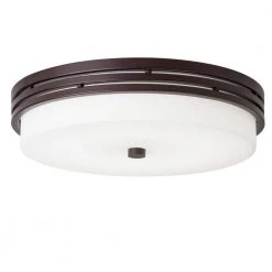 Ceiling Space 14 in. Olde Bronze Integrated LED Hallway Dome Flush Mount Ceiling Light with Opal Etched Glass by KICHLER