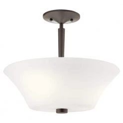 Aubrey 3-Light Olde Bronze Hallway Semi-Flush Mount Ceiling Light with Satin Etched Cased Opal by KICHLER