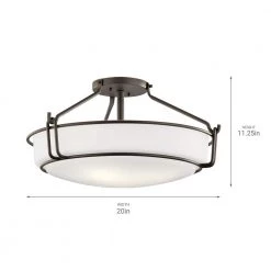 Alkire 4-Light Olde Bronze Drum Hallway Semi-Flush Mount Ceiling Light with Satin Etched White Glass by KICHLER 7 Alkire 4-Light Olde Bronze Drum Hallway Semi-Flush Mount Ceiling Light with Satin Etched White Glass by KICHLER -Kichler Sales olde bronze kichler flush mount lights 44086oz 4f 1000