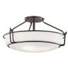 Alkire 4-Light Olde Bronze Drum Hallway Semi-Flush Mount Ceiling Light with Satin Etched White Glass by KICHLER -Kichler Sales olde bronze kichler flush mount lights 44086oz 64 1000
