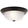 Ceiling Space 13.25 in. 2-Light Olde Bronze Hallway Round Flush Mount Ceiling Light with Stain Etched Glass by KICHLER -Kichler Sales olde bronze kichler flush mount lights 8112oz 64 1000