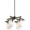Caterham 4-Light Olde Bronze Outdoor Hanging Chandelier with Satin Etched Glass Shades (1-Pack) by KICHLER -Kichler Sales olde bronze kichler outdoor chandeliers 49638oz 64 1000