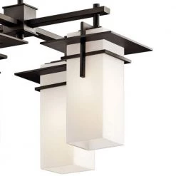 Caterham 4-Light Olde Bronze Outdoor Hanging Chandelier with Satin Etched Glass Shades (1-Pack) by KICHLER -Kichler Sales olde bronze kichler outdoor chandeliers 49638oz c3 1000