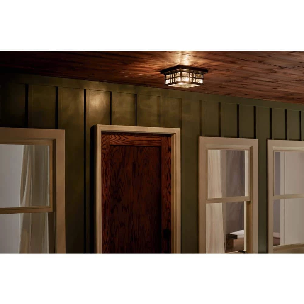 Beacon Square 2-Light Olde Bronze Outdoor Flush Mount Outdoor Light with Clear Hammered Glass (1-Pack) by KICHLER 7 Beacon Square 2-Light Olde Bronze Outdoor Flush Mount Outdoor Light with Clear Hammered Glass (1-Pack) by KICHLER - Image 5