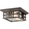 Beacon Square 2-Light Olde Bronze Outdoor Flush Mount Outdoor Light with Clear Hammered Glass (1-Pack) by KICHLER -Kichler Sales olde bronze kichler outdoor flush mount lights 49834oz 64 1000