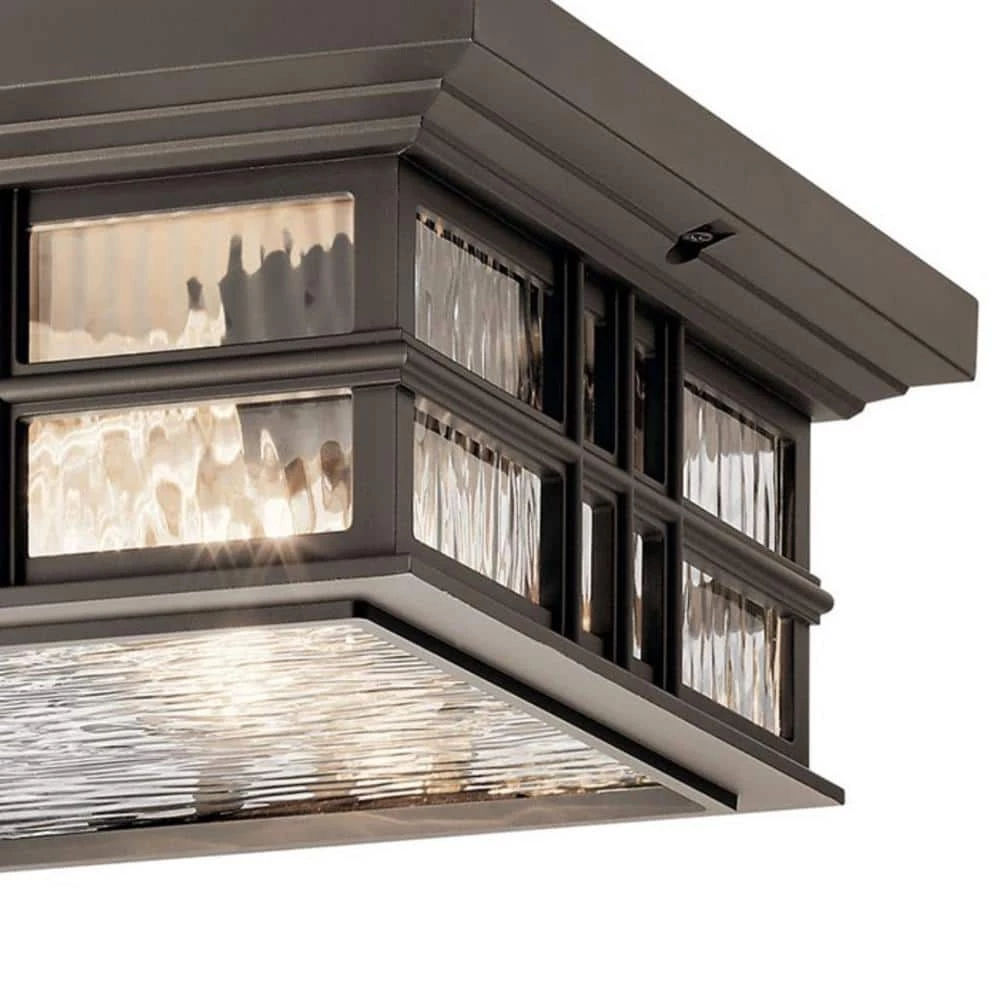 Beacon Square 2-Light Olde Bronze Outdoor Flush Mount Outdoor Light with Clear Hammered Glass (1-Pack) by KICHLER 5 Beacon Square 2-Light Olde Bronze Outdoor Flush Mount Outdoor Light with Clear Hammered Glass (1-Pack) by KICHLER - Image 3