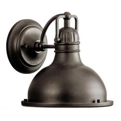 Hatteras Bay 9.5 in. 1-Light Olde Bronze Outdoor Light Wall Sconce with Clear Fresnel Lens (1-Pack) by KICHLER -Kichler Sales olde bronze kichler outdoor sconces 49065oz 40 1000