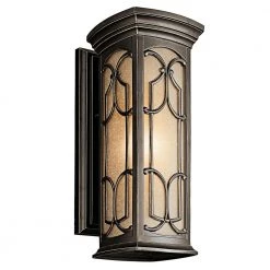 Franceasi 18 in. 1-Light Olde Bronze Outdoor Light Wall Sconce with Umber Seeded Glass (1-Pack) by KICHLER