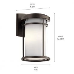 Toman 10.25 in. 1-Light Olde Bronze Outdoor Light Wall Sconce with Satin Etched Glass (1-Pack) by KICHLER -Kichler Sales olde bronze kichler outdoor sconces 49686oz 4f 1000