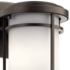 Toman 10.25 in. 1-Light Olde Bronze Outdoor Light Integrated LED Wall Sconce with Satin Etched Glass (1-Pack) by KICHLER -Kichler Sales olde bronze kichler outdoor sconces 49686ozl18 40 1000