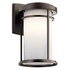 Toman 1-Light Olde Bronze Integrated LED Outdoor Light Wall Sconce with Satin Etched Glass (1-Pack) by KICHLER